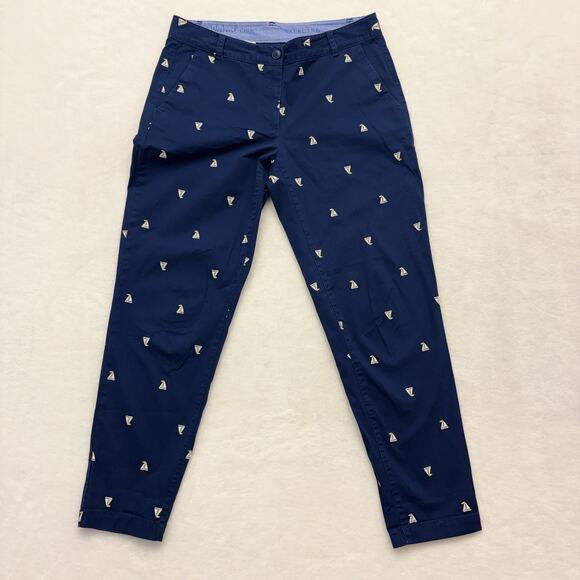 Talbots The Weekend Chino Pants Navy Embroidered Sail Boats Women’s Size 6 - Picture 2 of 9